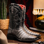 Marco Di Milano Tucson Caiman Crocodile Square Toe Cowboy Boot Stone Gray