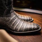Marco Di Milano Tucson Caiman Crocodile Square Toe Cowboy Boot Stone Gray