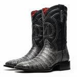 Marco Di Milano Tucson Caiman Crocodile Square Toe Cowboy Boot Stone Gray