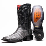Marco Di Milano Tucson Caiman Crocodile Square Toe Cowboy Boot Stone Gray