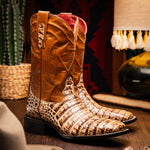 Marco Di Milano Tucson Caiman Crocodile Square Toe Cowboy Boot Stone Orix