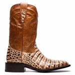 Marco Di Milano Tucson Caiman Crocodile Square Toe Cowboy Boot Stone Orix