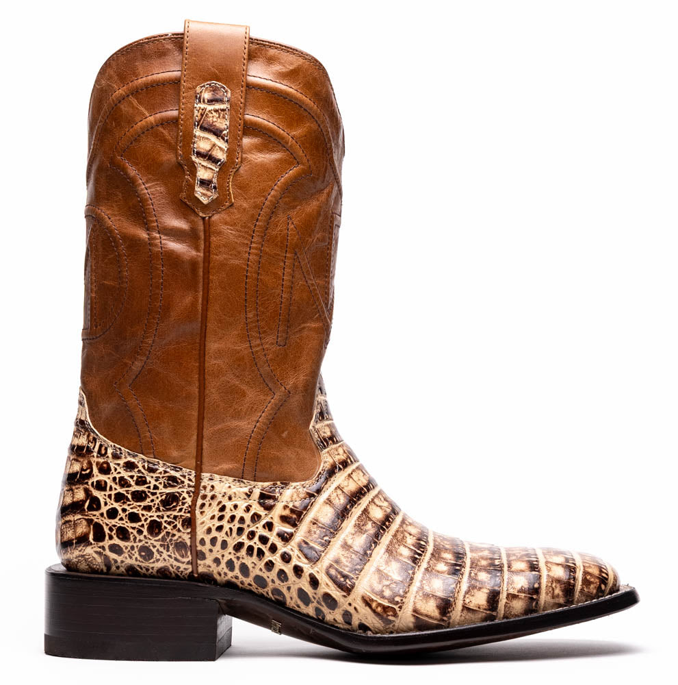 Marco Di Milano Tucson Caiman Crocodile Square Toe Cowboy Boot Stone Orix