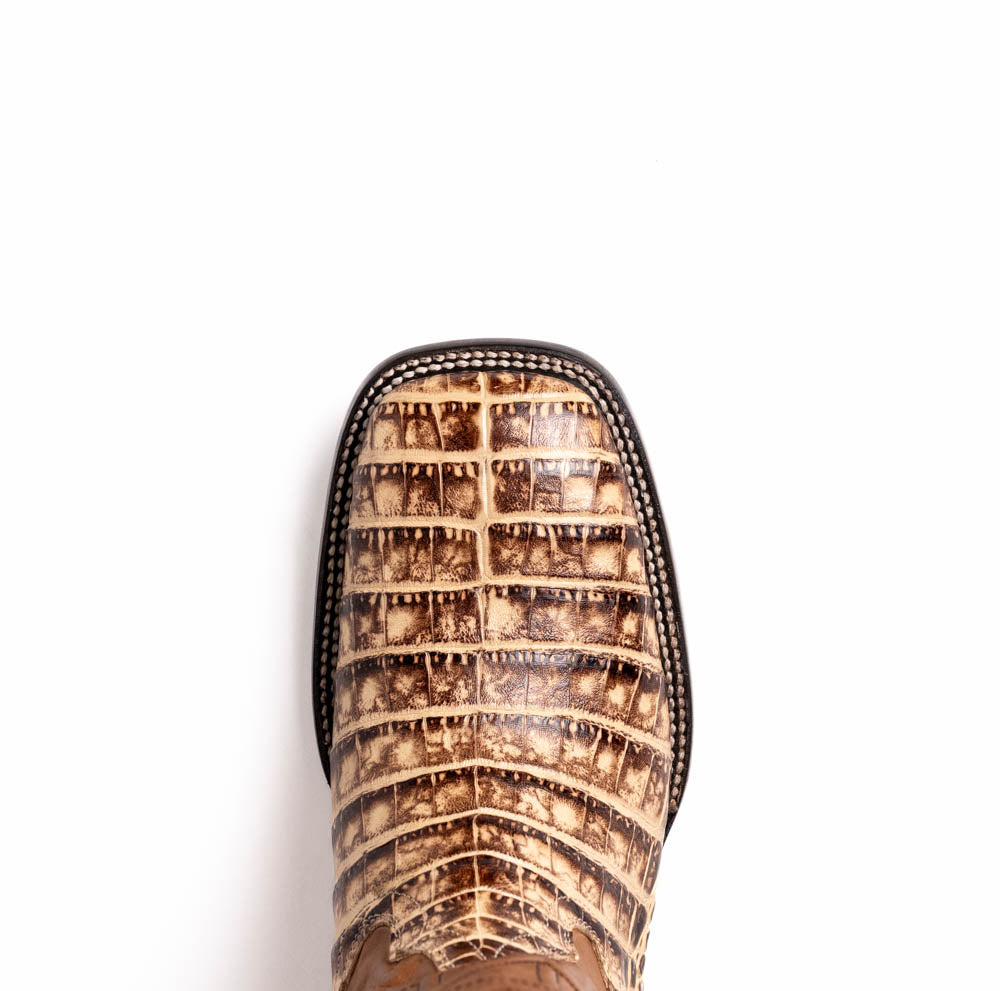 Marco Di Milano Tucson Caiman Crocodile Square Toe Cowboy Boot Stone Orix