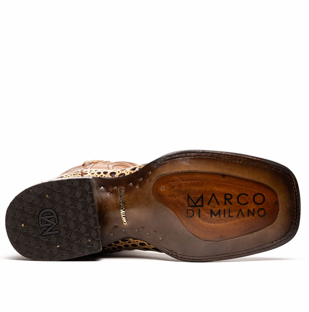 Marco Di Milano Tucson Caiman Crocodile Square Toe Cowboy Boot Stone Orix