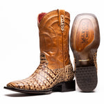 Marco Di Milano Tucson Caiman Crocodile Square Toe Cowboy Boot Stone Orix