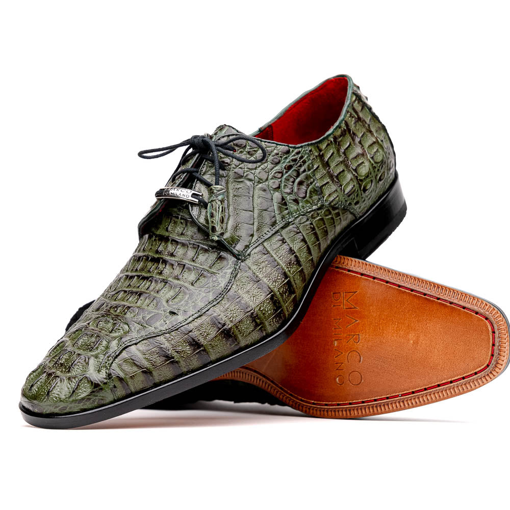 Marco Di Milano Apricena Caiman Crocodile Derby Green