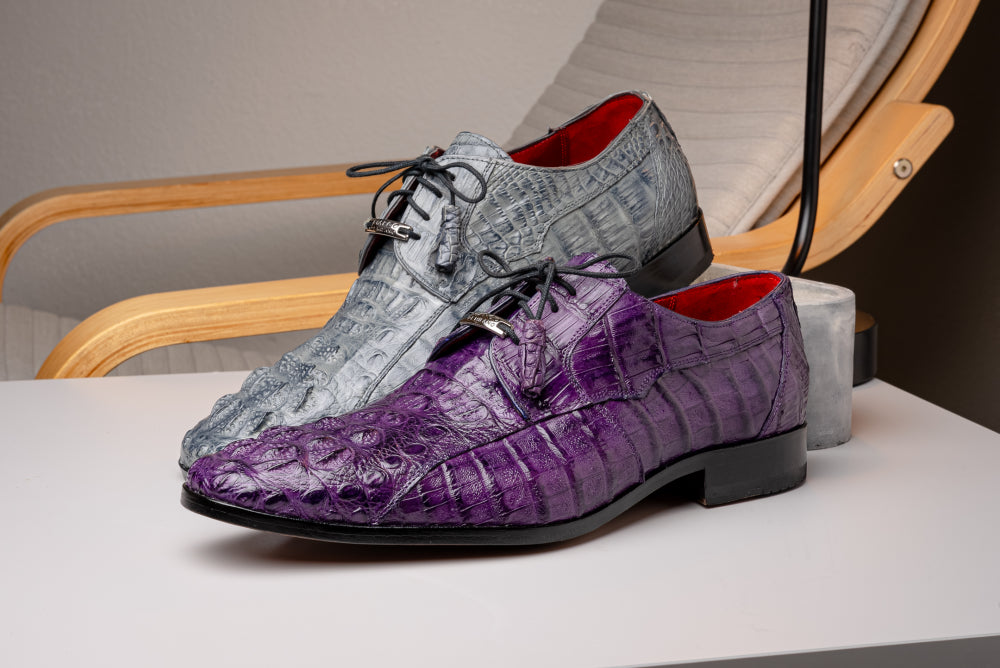 Marco Di Milano Tulum Caiman Crocodile Derby Purple