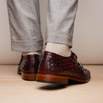 Vinci Leather The Turan Woven Double Monk Strap Dress Shoe Burgundy