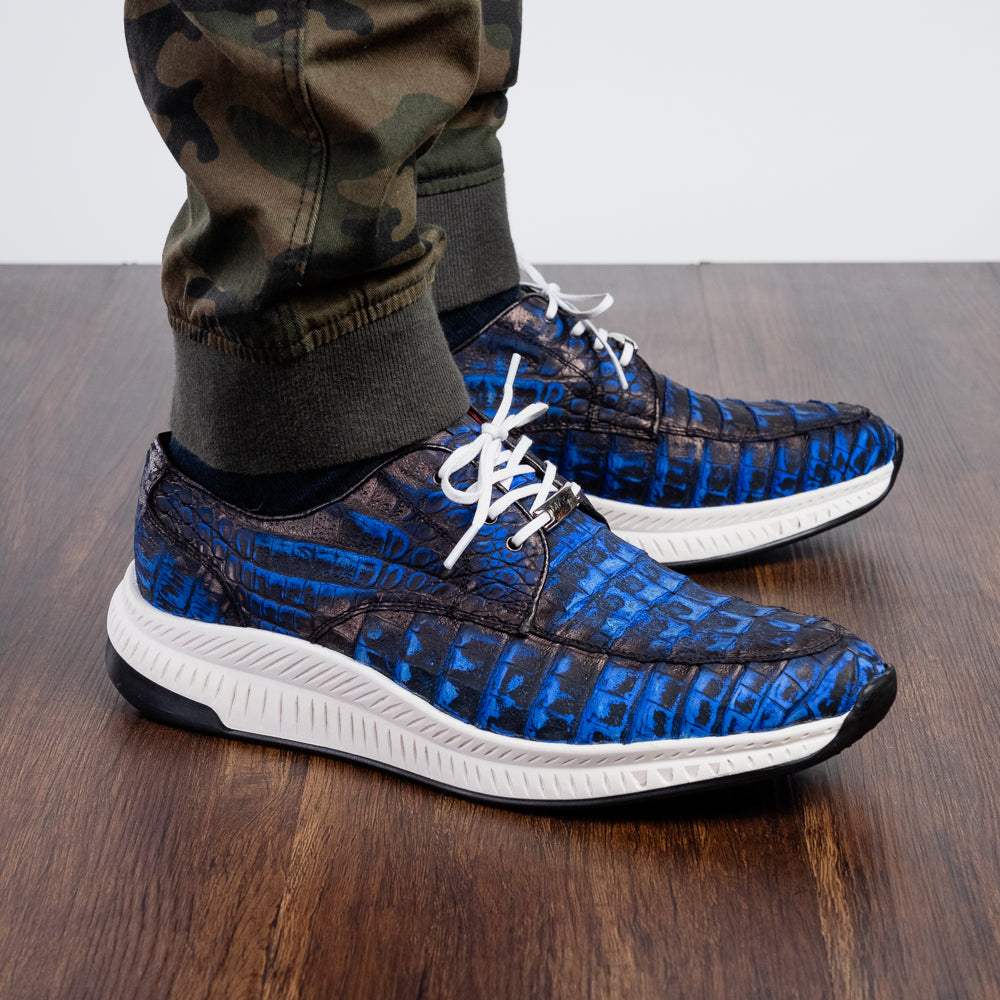 Marco Di Milano Tuscani Caiman Crocodile Sneakers Electric Blue