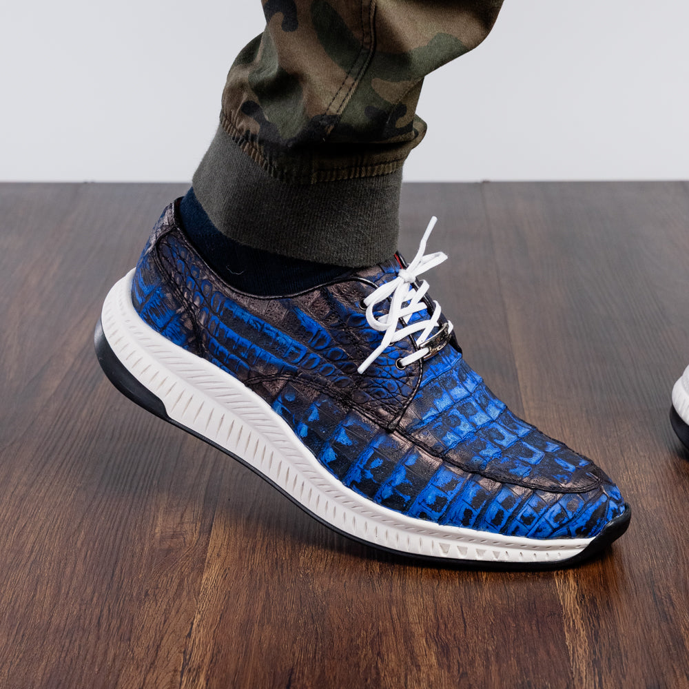 Marco Di Milano Tuscani Caiman Crocodile Sneakers Electric Blue