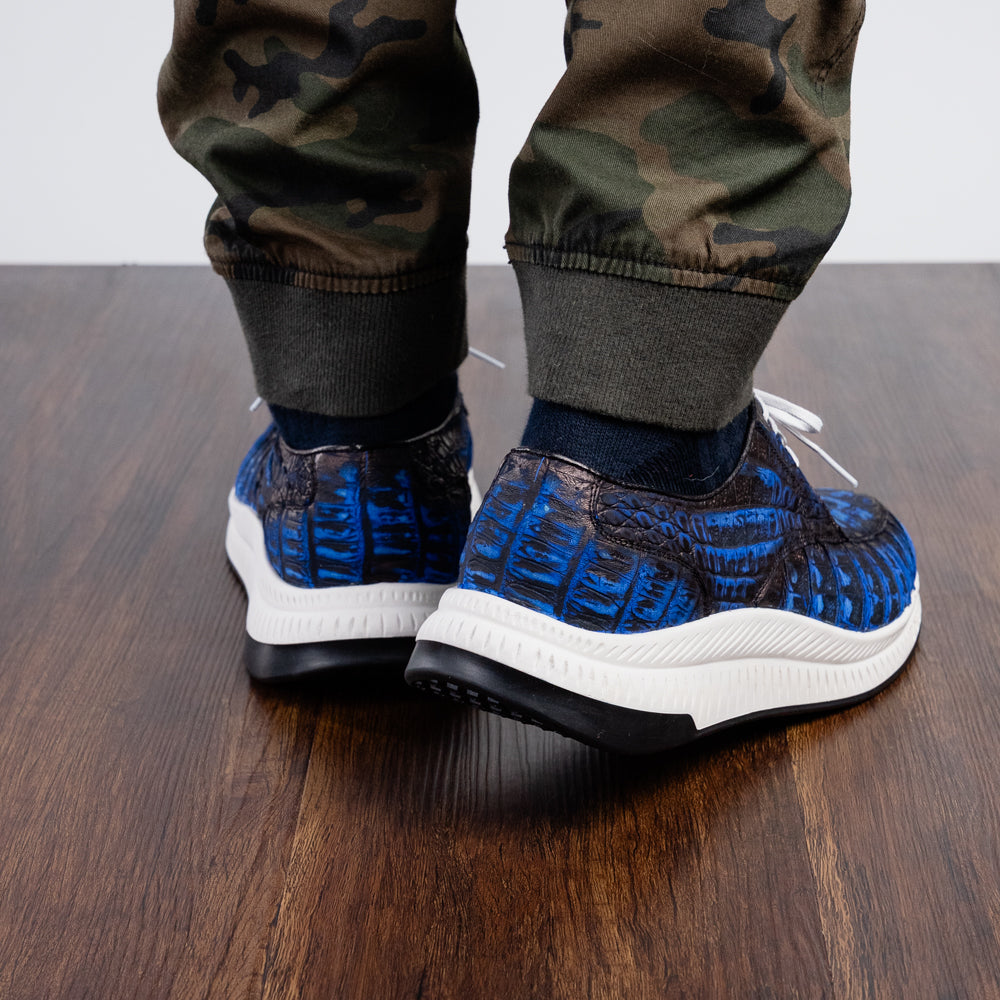 Marco Di Milano Tuscani Caiman Crocodile Sneakers Electric Blue