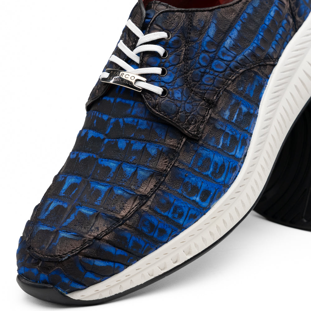 Marco Di Milano Tuscani Caiman Crocodile Sneakers Electric Blue