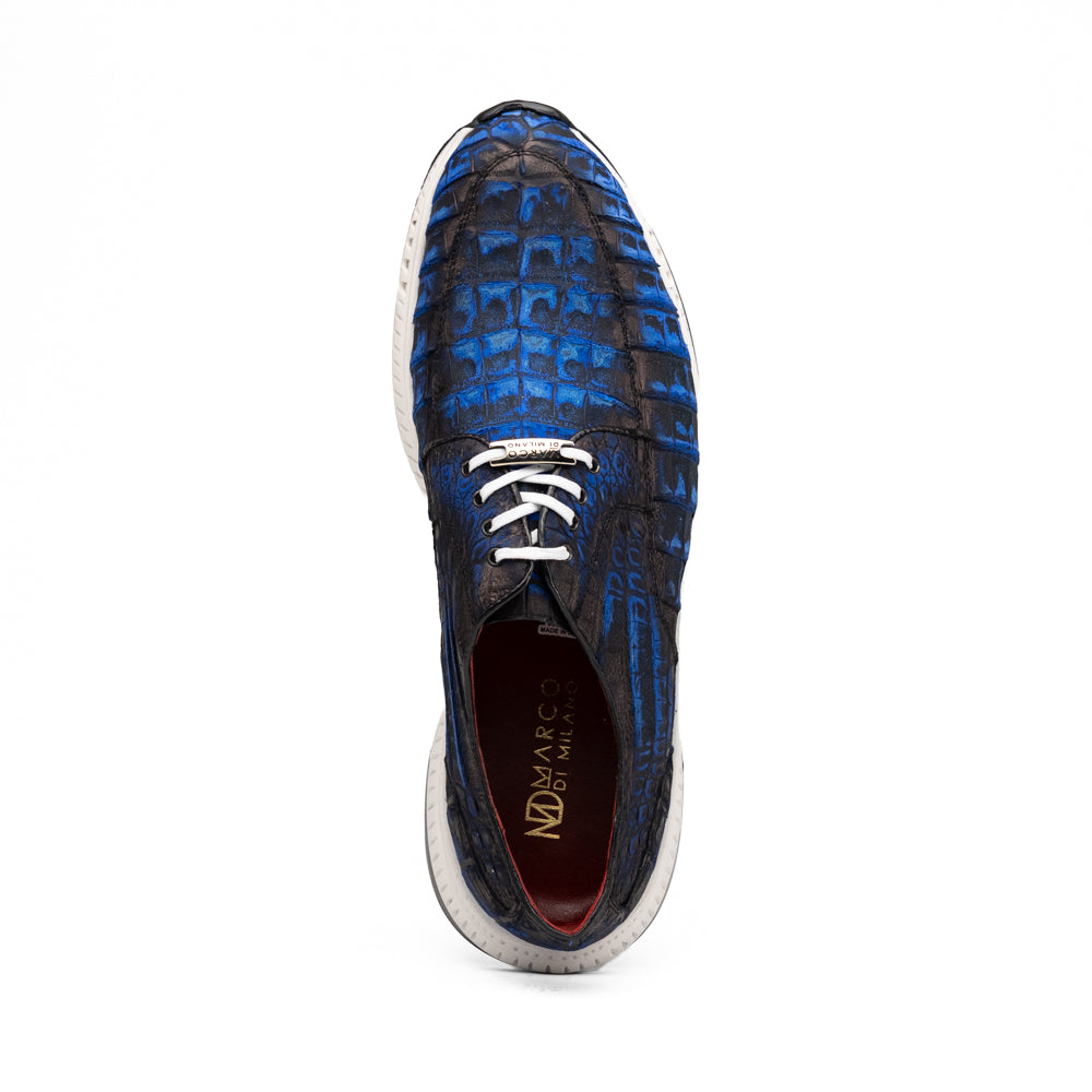 Marco Di Milano Tuscani Caiman Crocodile Sneakers Electric Blue