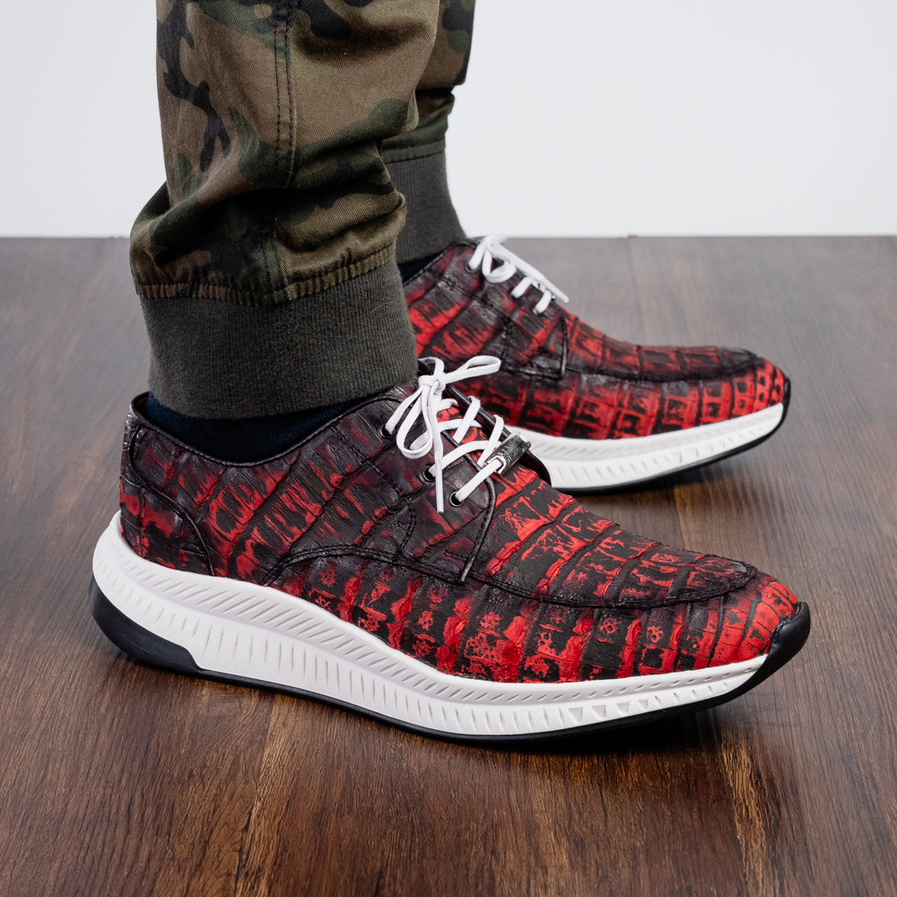 Marco Di Milano Tuscani Caiman Crocodile Sneakers Rustic Red