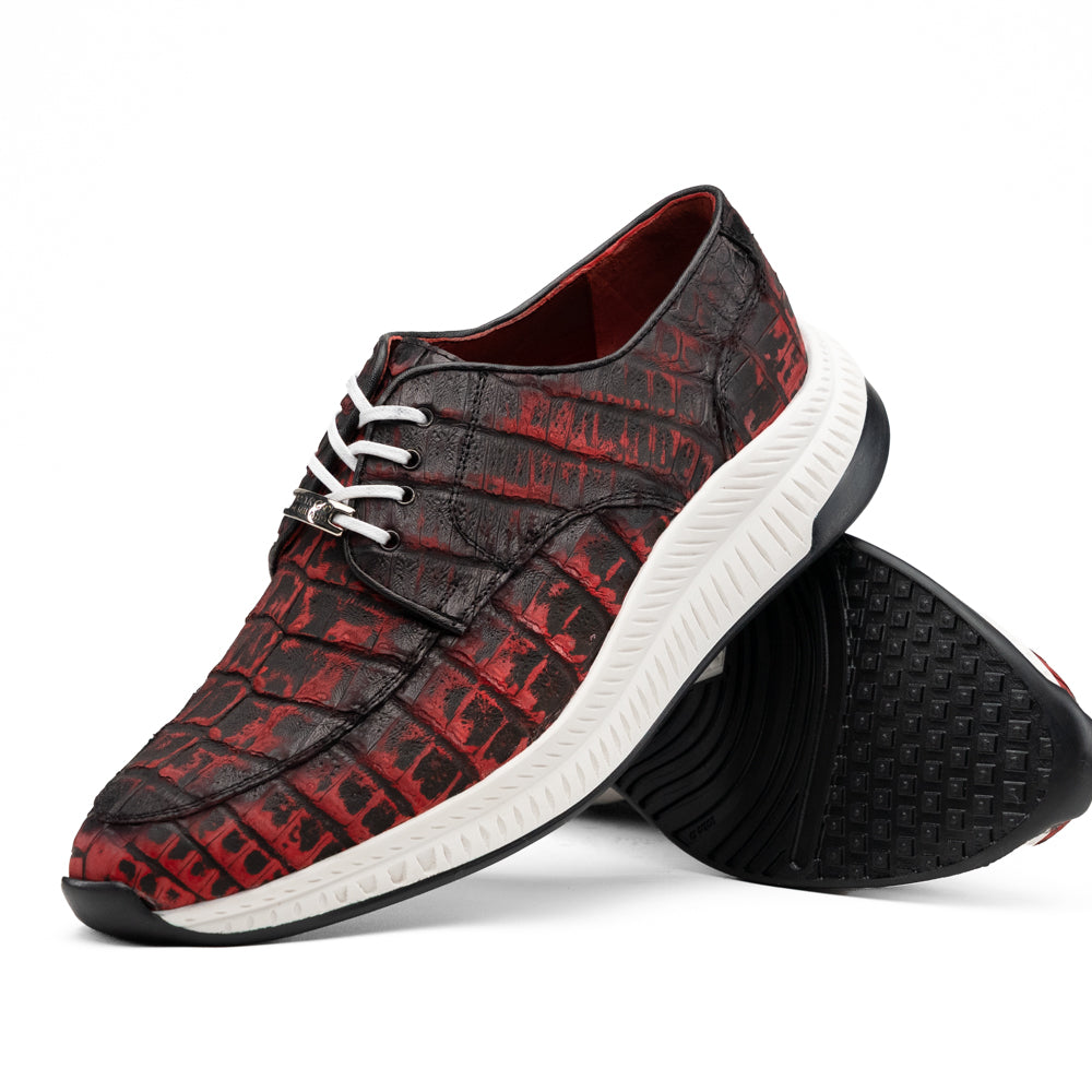 Marco Di Milano Tuscani Caiman Crocodile Sneakers Rustic Red