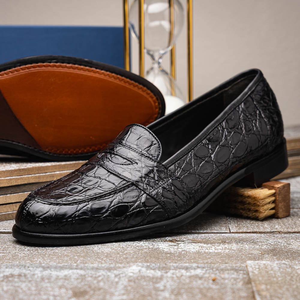 Zelli Tuscany Crocodile Slip-On Black (11-119-BLK)