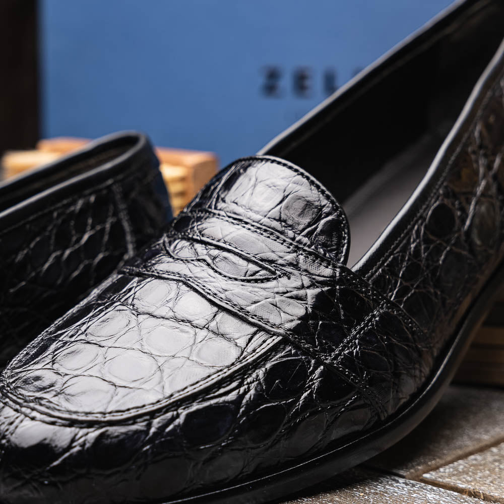 Zelli Tuscany Crocodile Slip-On Black (11-119-BLK)