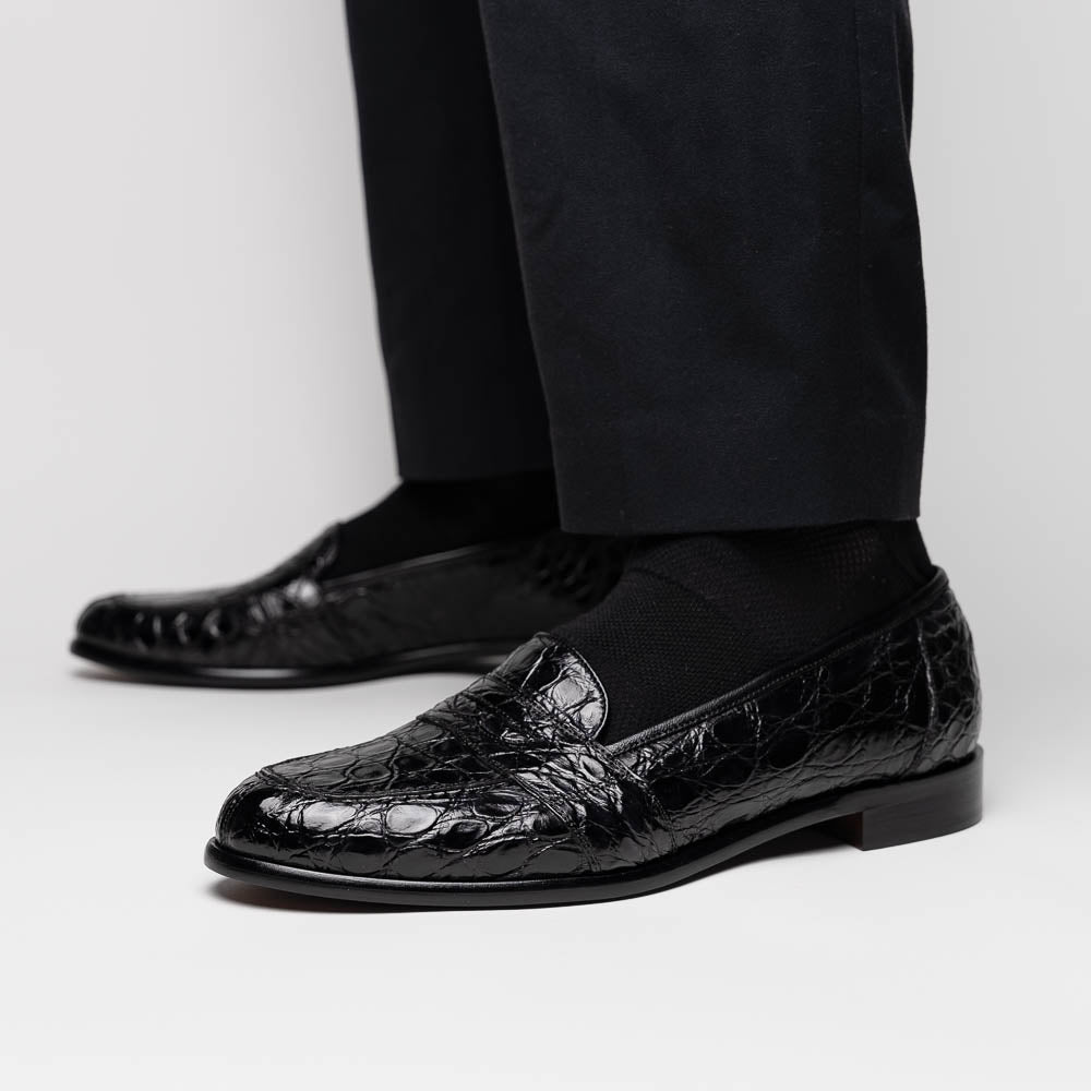 Zelli Tuscany Crocodile Slip-On Black (11-119-BLK)
