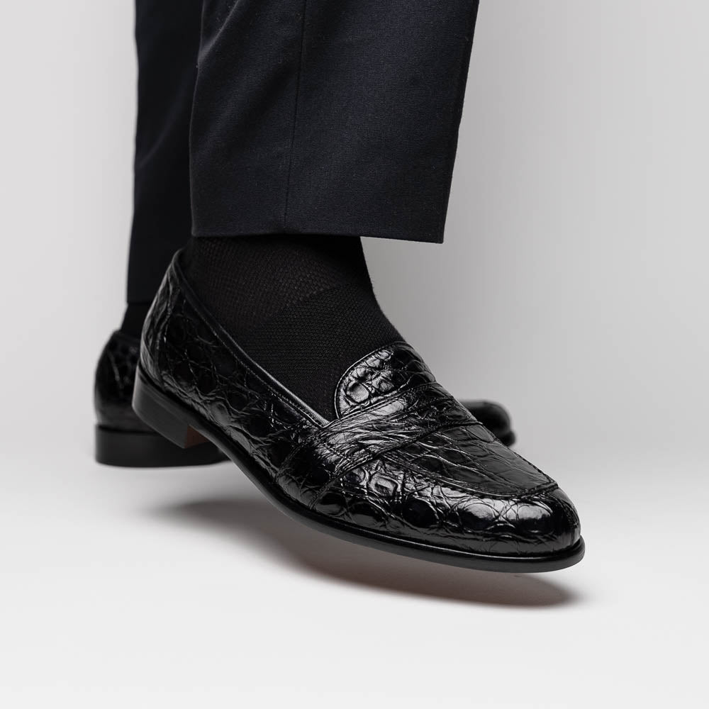 Zelli Tuscany Crocodile Slip-On Black (11-119-BLK)