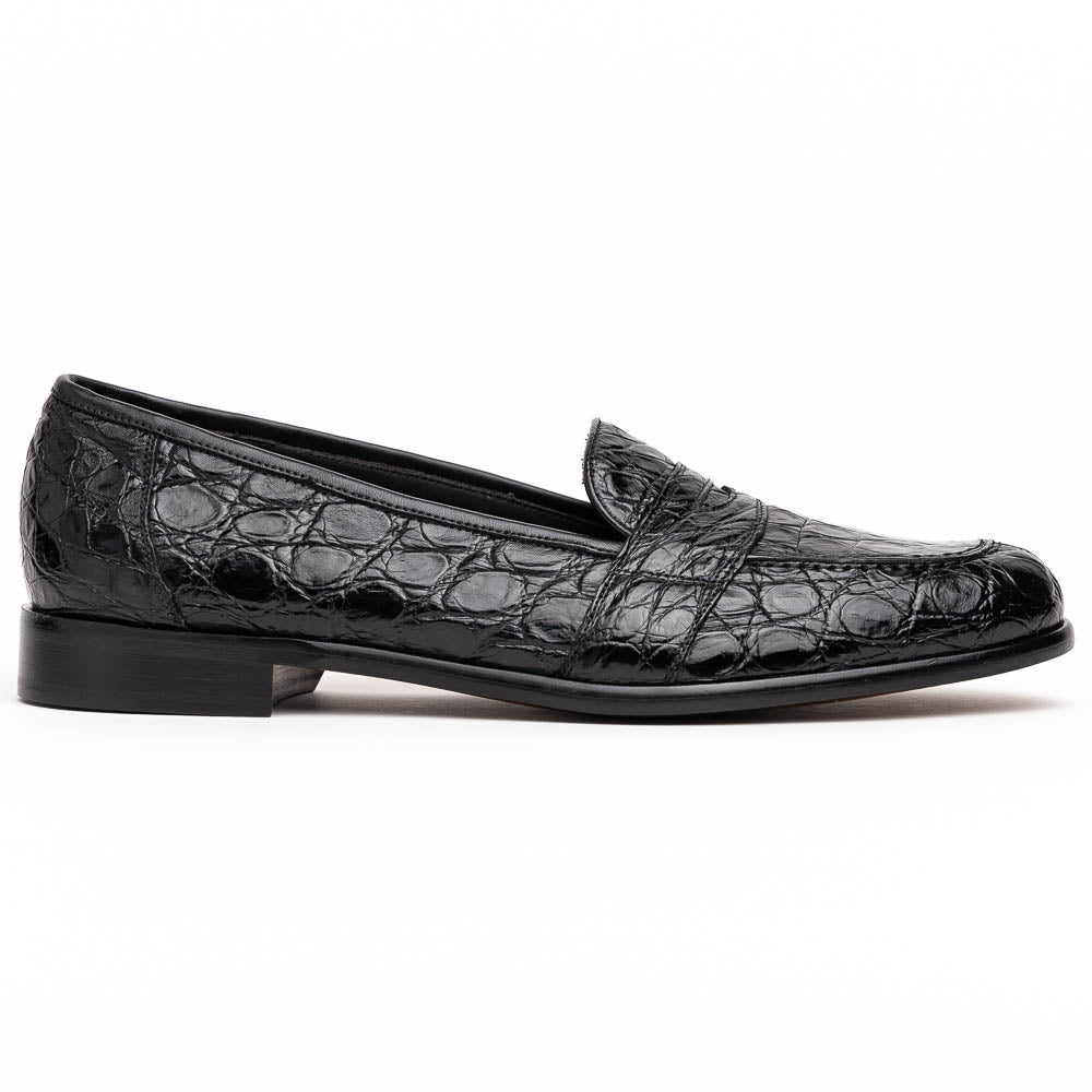 Zelli Tuscany Crocodile Penny Slip-On Black