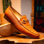 Belvedere Udine Genuine Caiman / Lizard Loafers Antique Brandy