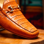Belvedere Udine Genuine Caiman / Lizard Loafers Antique Brandy