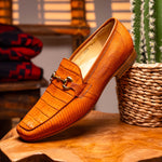 Belvedere Udine Genuine Caiman / Lizard Loafers Antique Brandy