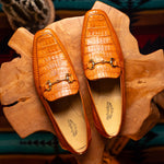 Belvedere Udine Genuine Caiman / Lizard Loafers Antique Brandy