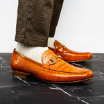 Belvedere Udine Genuine Caiman / Lizard Loafers Antique Brandy