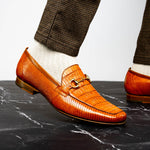 Belvedere Udine Genuine Caiman / Lizard Loafers Antique Brandy