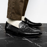 Belvedere Udine Genuine Caiman / Lizard Loafers Black