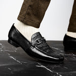 Belvedere Udine Genuine Caiman / Lizard Loafers Black