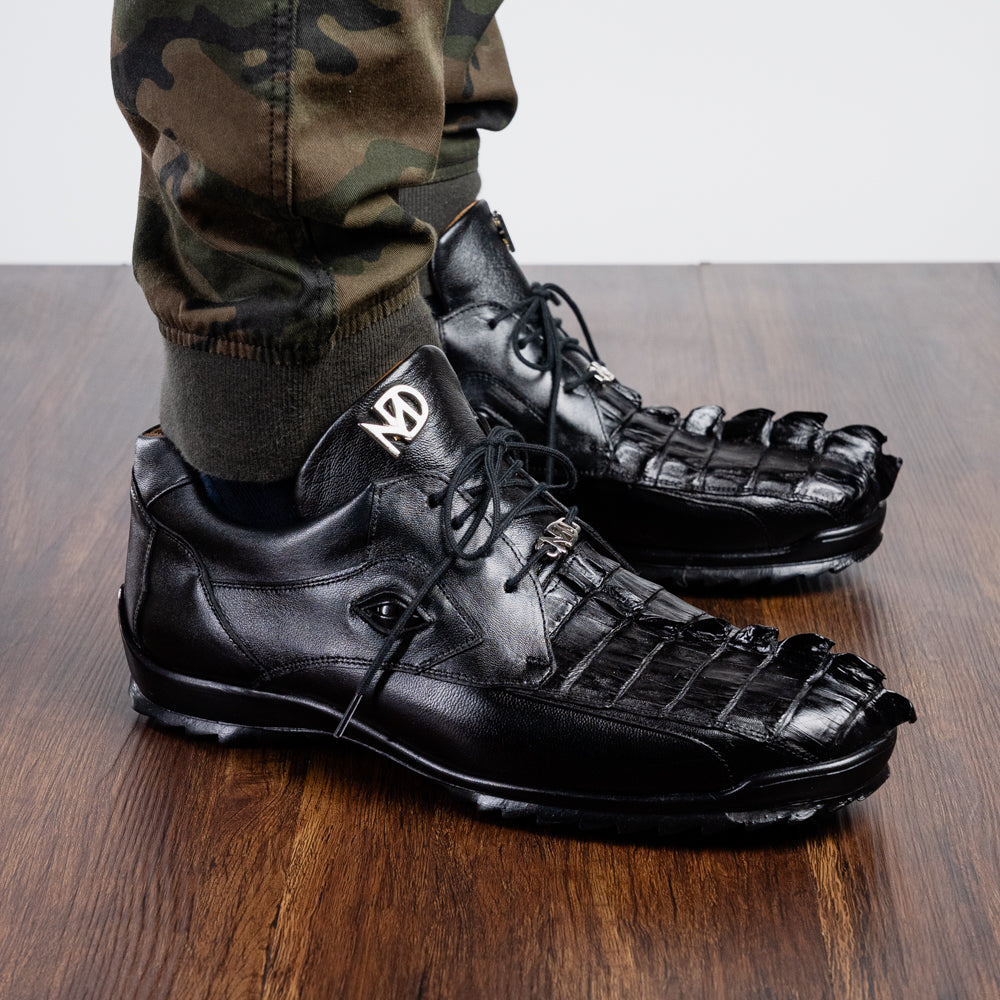 Marco Di Milano Udine Caiman Crocodile & Calfskin Sneaker Black