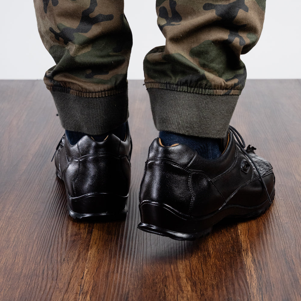 Marco Di Milano Udine Caiman Crocodile & Calfskin Sneaker Black