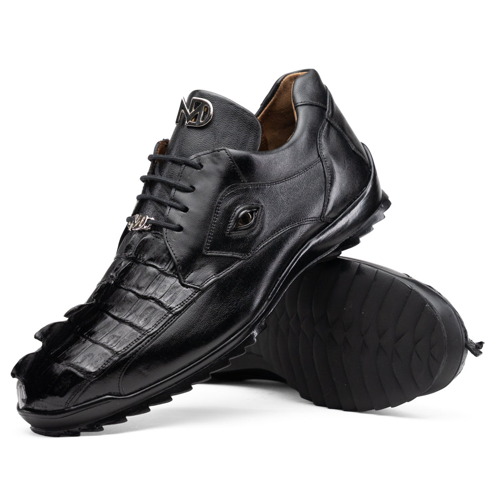Marco Di Milano Udine Caiman Crocodile & Calfskin Sneaker Black