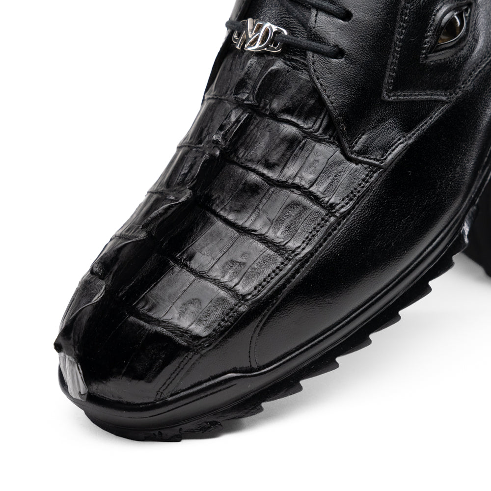 Marco Di Milano Udine Caiman Crocodile & Calfskin Sneaker Black