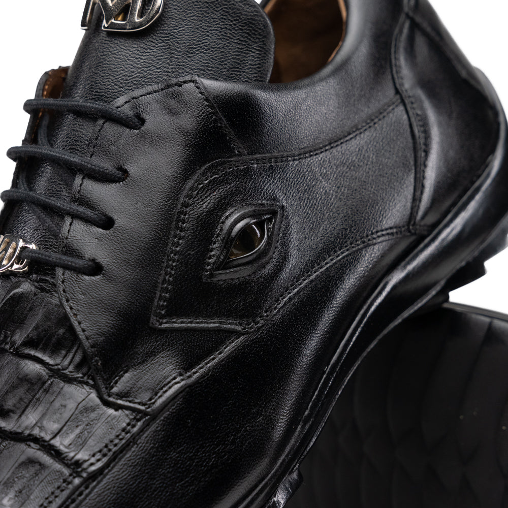 Marco Di Milano Udine Caiman Crocodile & Calfskin Sneaker Black