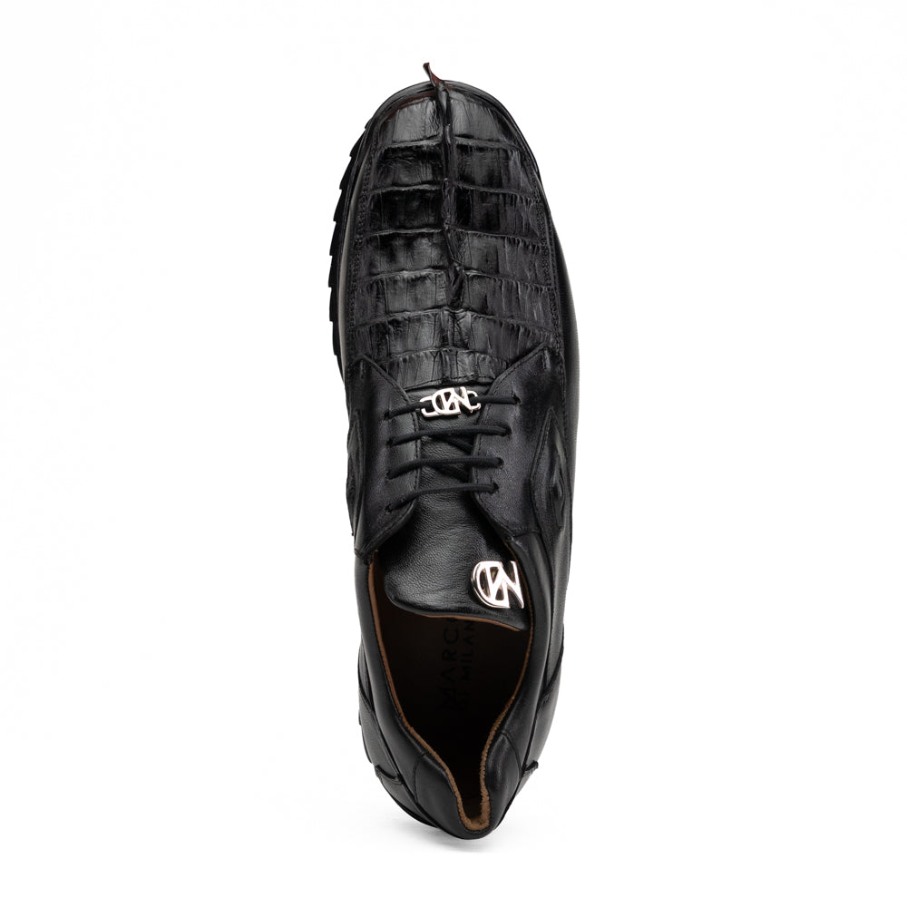 Marco Di Milano Udine Caiman Crocodile & Calfskin Sneaker Black