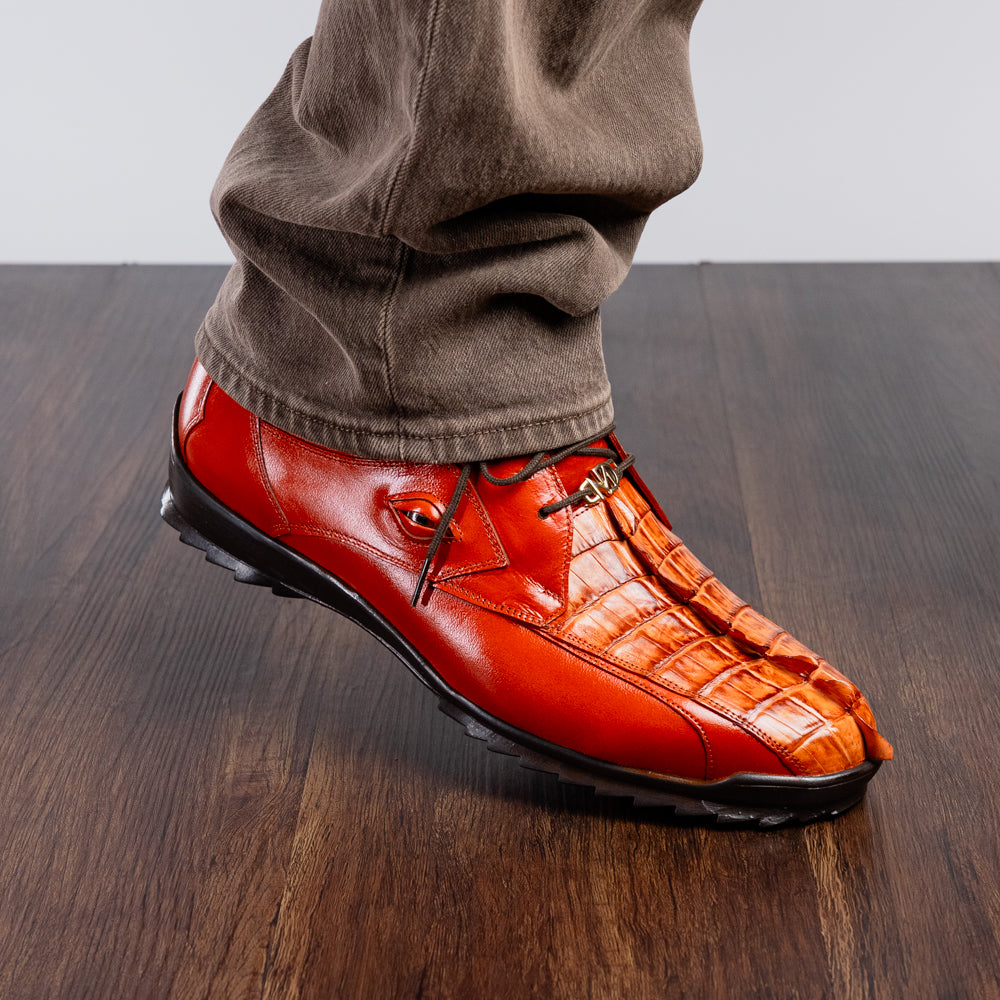 Marco Di Milano Udine Caiman Crocodile & Calfskin Sneaker Cognac
