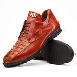 View product image 3: Marco Di Milano Udine Caiman Crocodile & Calfskin Sneaker Cognac