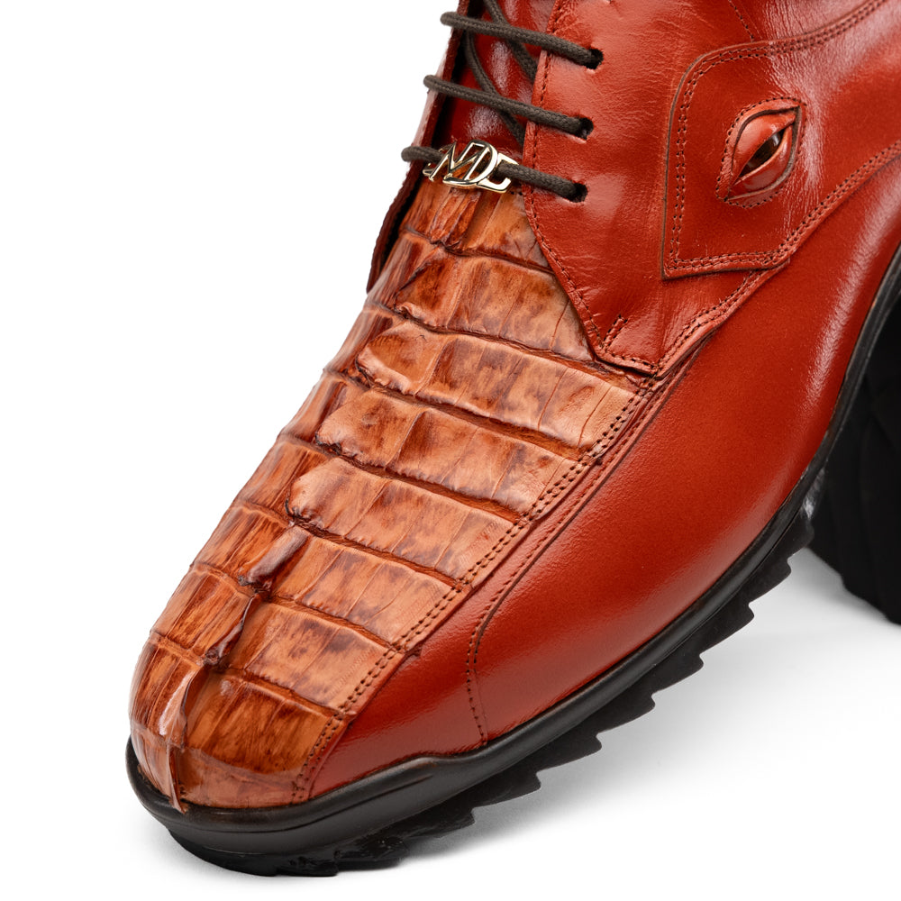 Marco Di Milano Udine Caiman Crocodile & Calfskin Sneaker Cognac