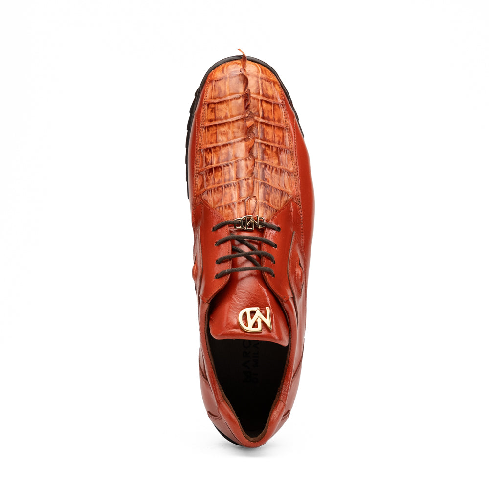 Marco Di Milano Udine Caiman Crocodile & Calfskin Sneaker Cognac