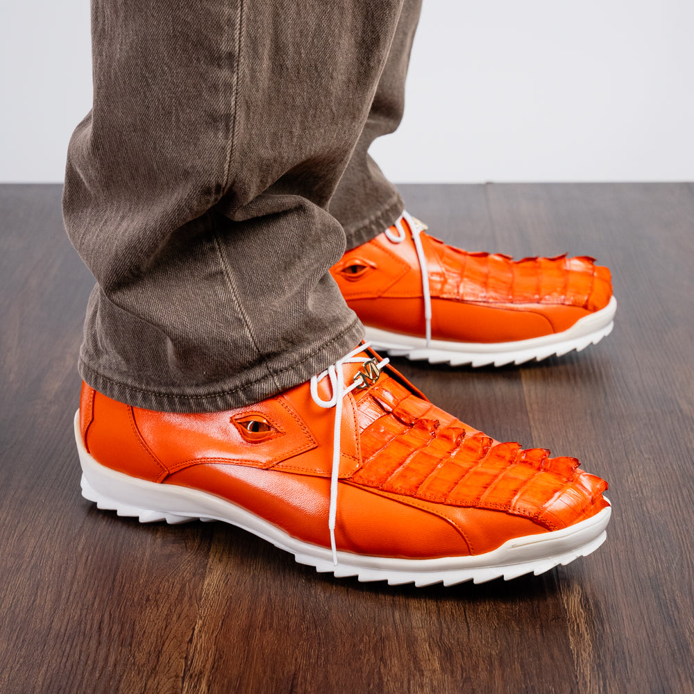 Marco Di Milano Udine Caiman Crocodile & Calfskin Sneaker Orange