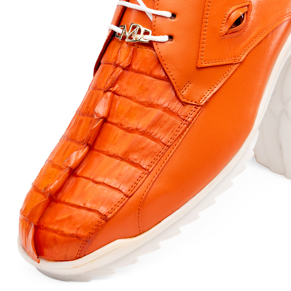 Marco Di Milano Udine Caiman Crocodile & Calfskin Sneaker Orange
