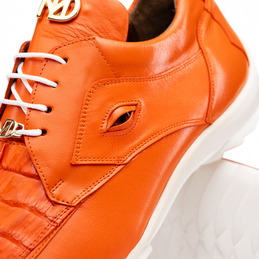 Marco Di Milano Udine Caiman Crocodile & Calfskin Sneaker Orange