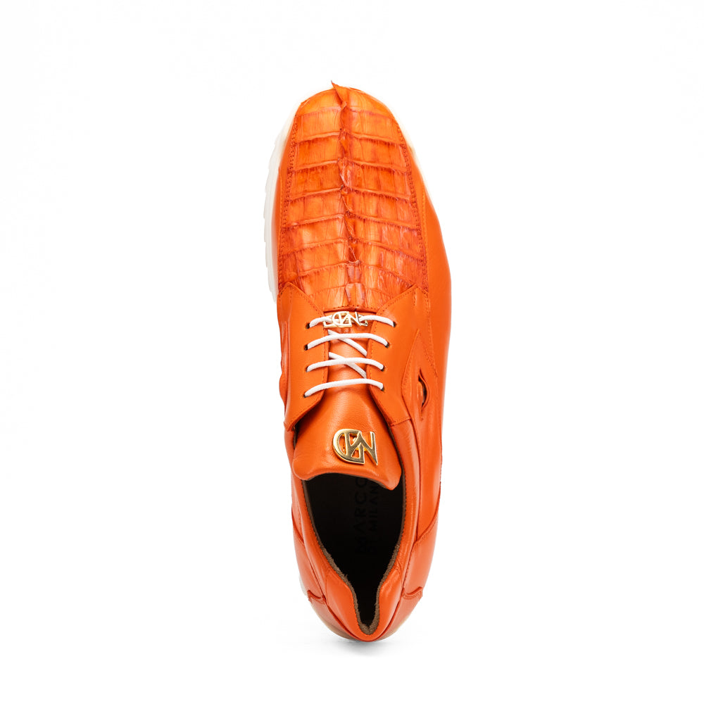 Marco Di Milano Udine Caiman Crocodile & Calfskin Sneaker Orange