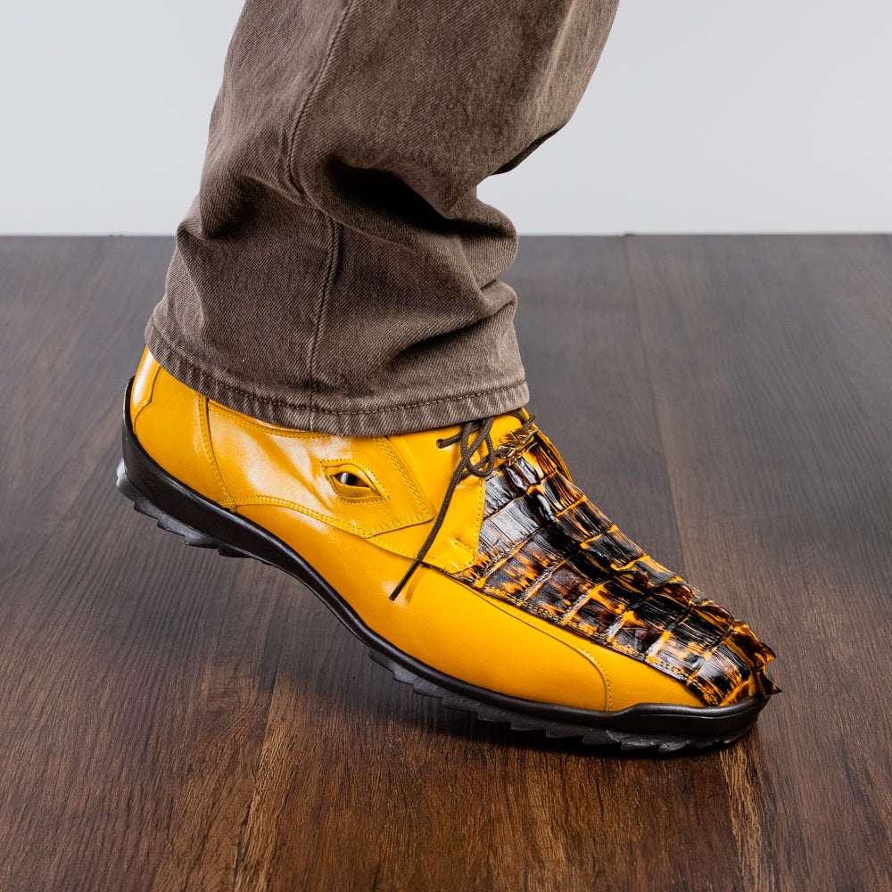 Marco Di Milano Udine Caiman Crocodile & Calfskin Sneaker Rustic Buttercup