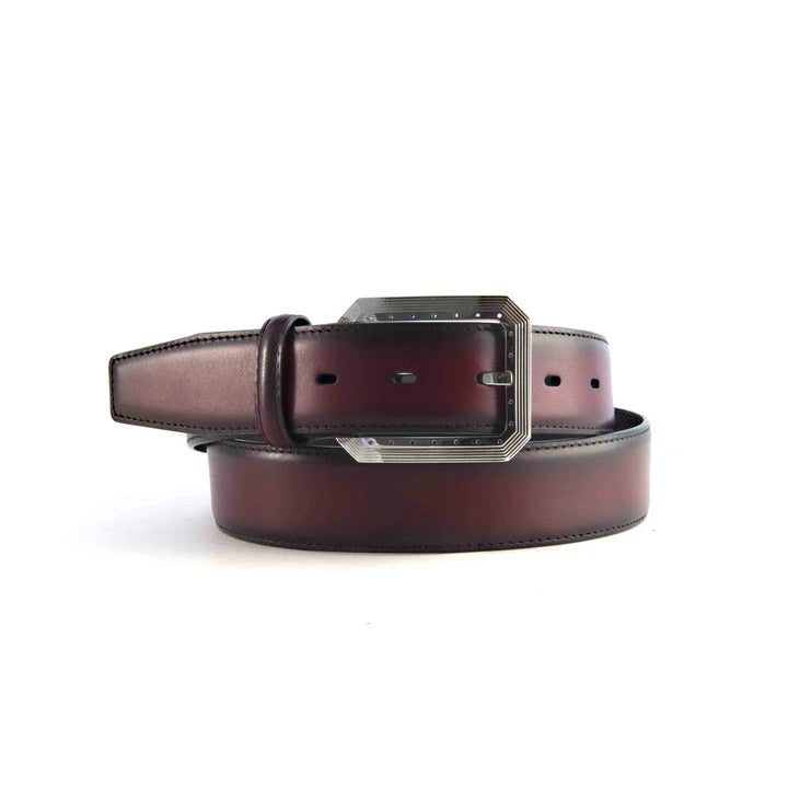 Ugo Vasare Calfskin Belt Burgundy