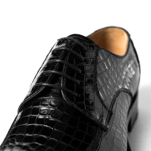Ugo Vasare Carlton Crocodile Embossed Dress Shoes Black